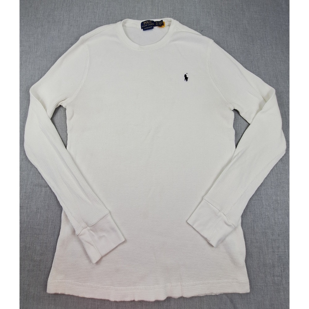 Polo Ralph Lauren Mens XL Custom Slim Fit White Waffle Knit Thermal Shirt L/S